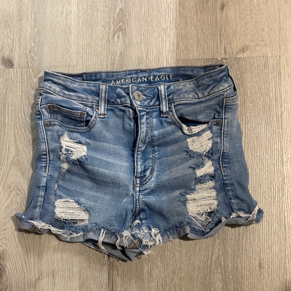 American Eagle Outfitters Ripped Blue Jean Shorts